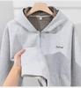 Herren Übergröße Kapuzen-Strickjacke mit Doppelreißverschluss
