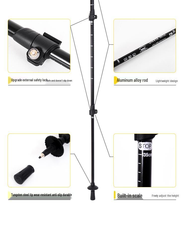 Yunxiang Aluminum Trekking Poles: High-Strength Telescopic Lock, Non-Slip, for Men & Women Outdoor Hiking & Climbing