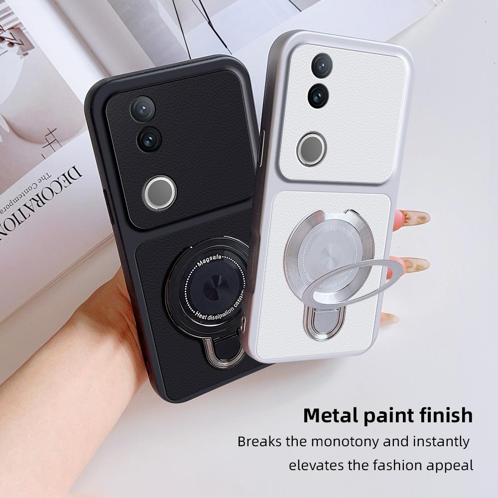 For Vivo V50 Case Vivo V50e Vivo T4R Cover Vivo iQOO Z10R Vivo V50 leather Case Magnetic Bracket Magsafe Holder Stand Cover