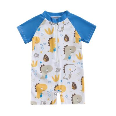 Toddler Boys Rash Guard Swimwear 6 12 18 24 μηνών 3 ετών Cartoon Marine Organisms Print Κοντομάνικα Μαγιό Μπροστινά Μαγιό με φερμουάρ
