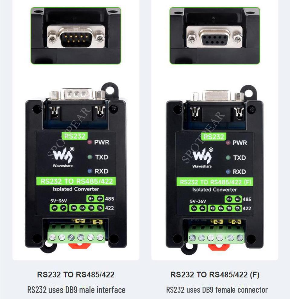 Industrial RS232 To RS485/422 Serial Converter with Active Digital Isolation