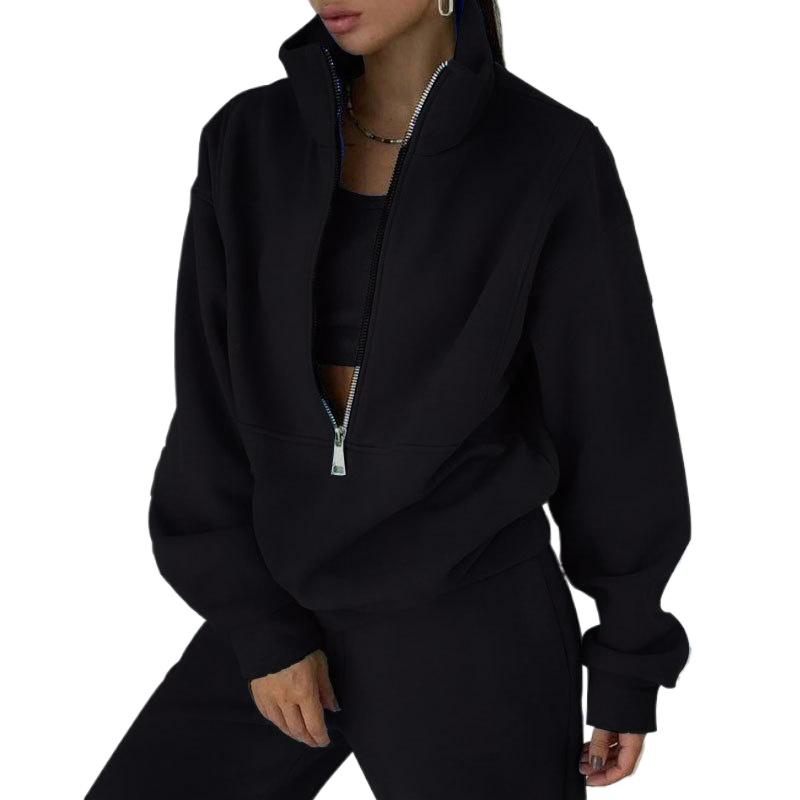 Women 2 Piece Outfits Sweatsuit Set Half Zip Long Sleeve Oversized Sweatshirt And Pencil Pants Wide Leg Sweatpant Set Tracksuit