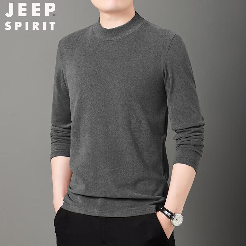 JEEP SPIRIT Men s Solid Round Neck Casual Knit Sweater 4XL