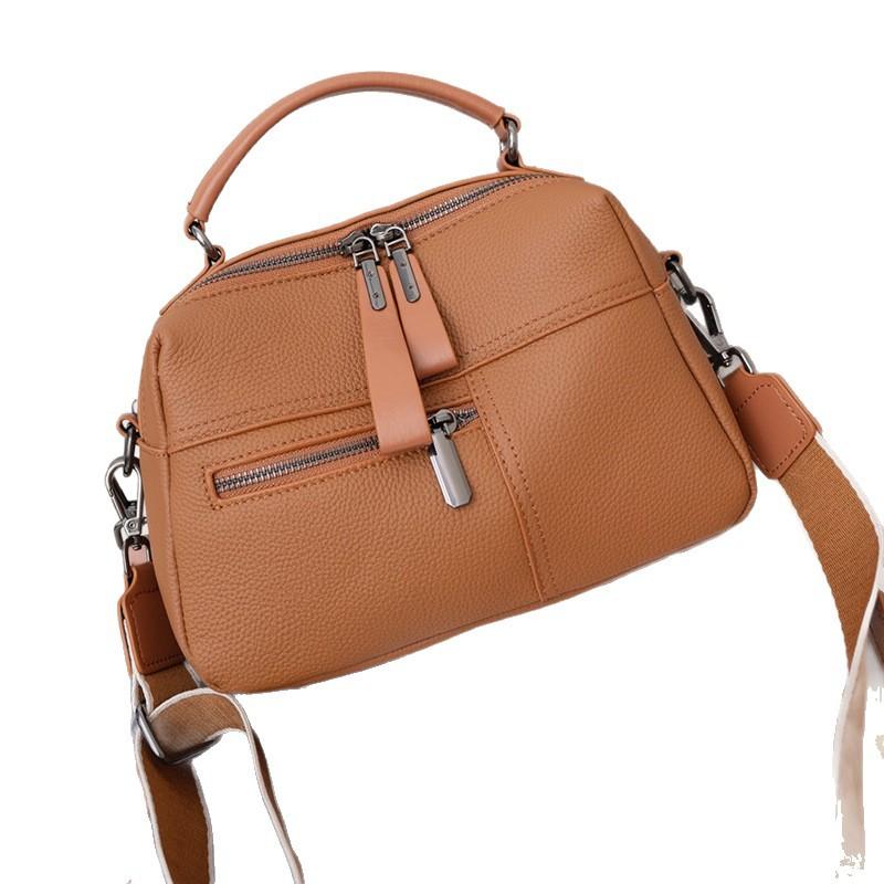 Mjuk Läderhandväska Äkta Läder Kuddväska Enkelaxelväska Crossbody Liten Fyrkantig Väska