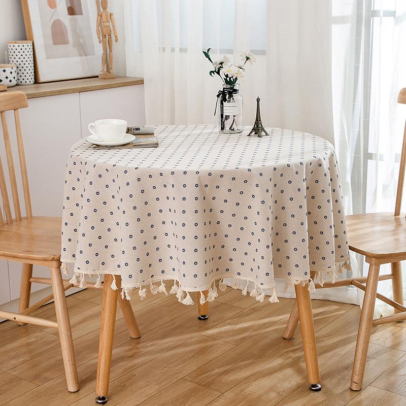 Vintage Round Tablecloth Floral Table Cloth Washable Dust-Proof Table Cover for Kitchen Dinning Party Picnic Tabletop Decoration
