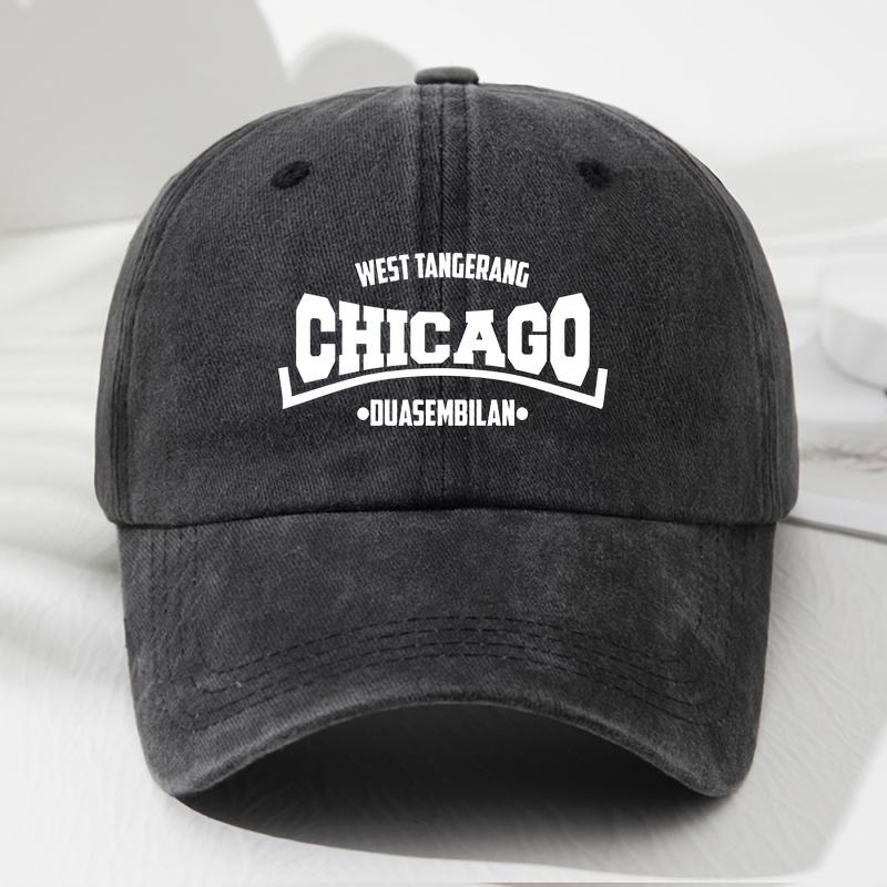 Retro Chicago Baseball Cap Adjustable Outdoor Sports Fishing Cap чёрный