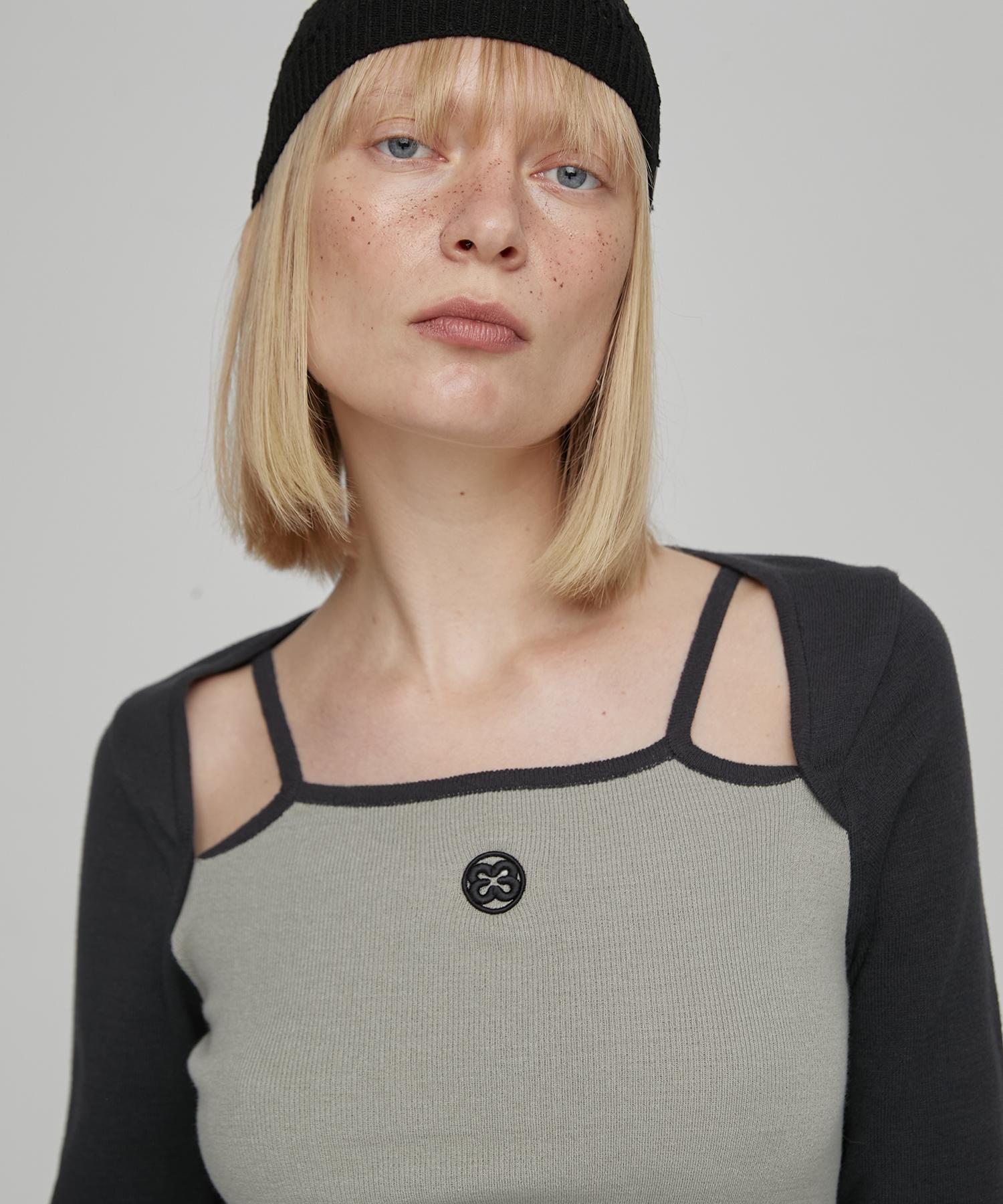 Enor Combi Sleeveless Knit Top - Khaki Khaki/S