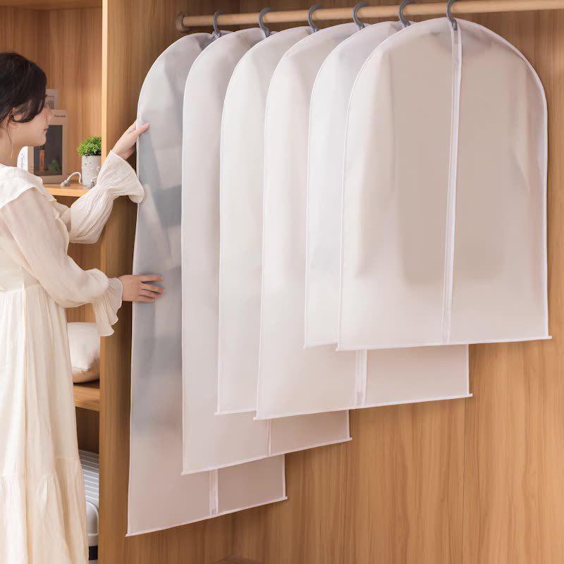 White Frosted Transparent Clothing Dust Cover Storage Bag