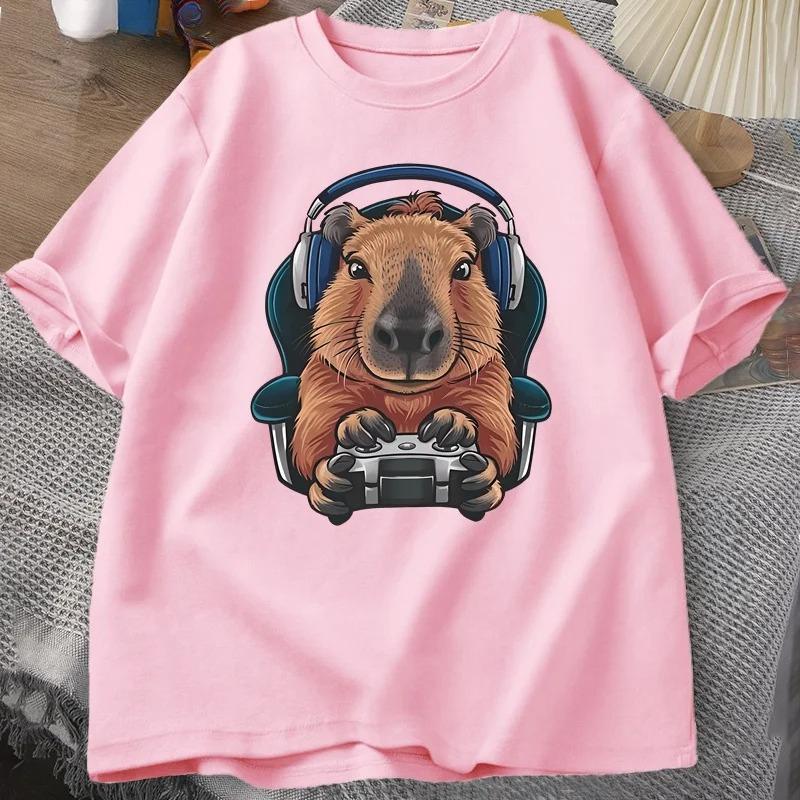 Gamer Capybara Shirt Capybara Tank Top Graphic Cute Rodent Tshirt Funny Animal Gaming with Controller Unique Graphic Tshirts