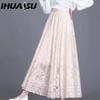 IHUASU Women's Fashion Casual Solid Color Print Summer Spring Skirt