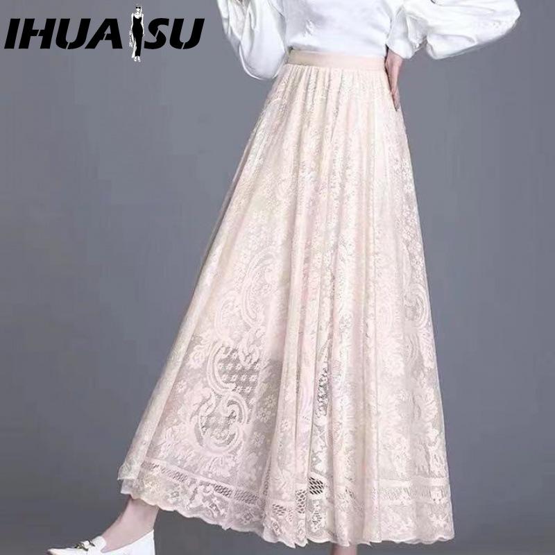 IHUASU Women's Fashion Casual Solid Color Print Summer Spring Skirt