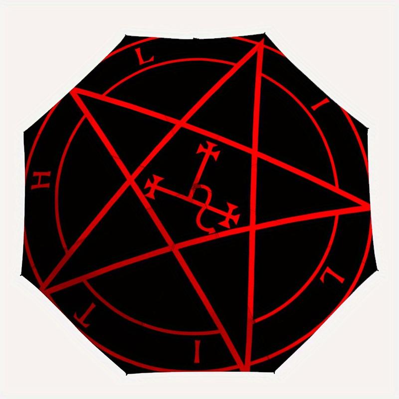 Dark Magic Pentagram Symbol StickerUmbrella, Portable 3-Fold Umbrella for Men & Women,Christmas Gift ES361