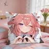 Yae Miko Genshin Impact Cushion Cover Square Short Plush Pillow Case Living Room Sofa Home Decor Funda X