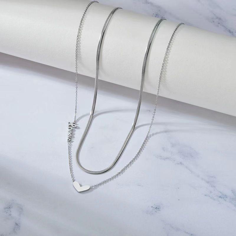 

Титановая сталь Дизайн Sense Of Love Love Двухслойное ожерелье Женский бренд Простая универсальная ключичная цепочка