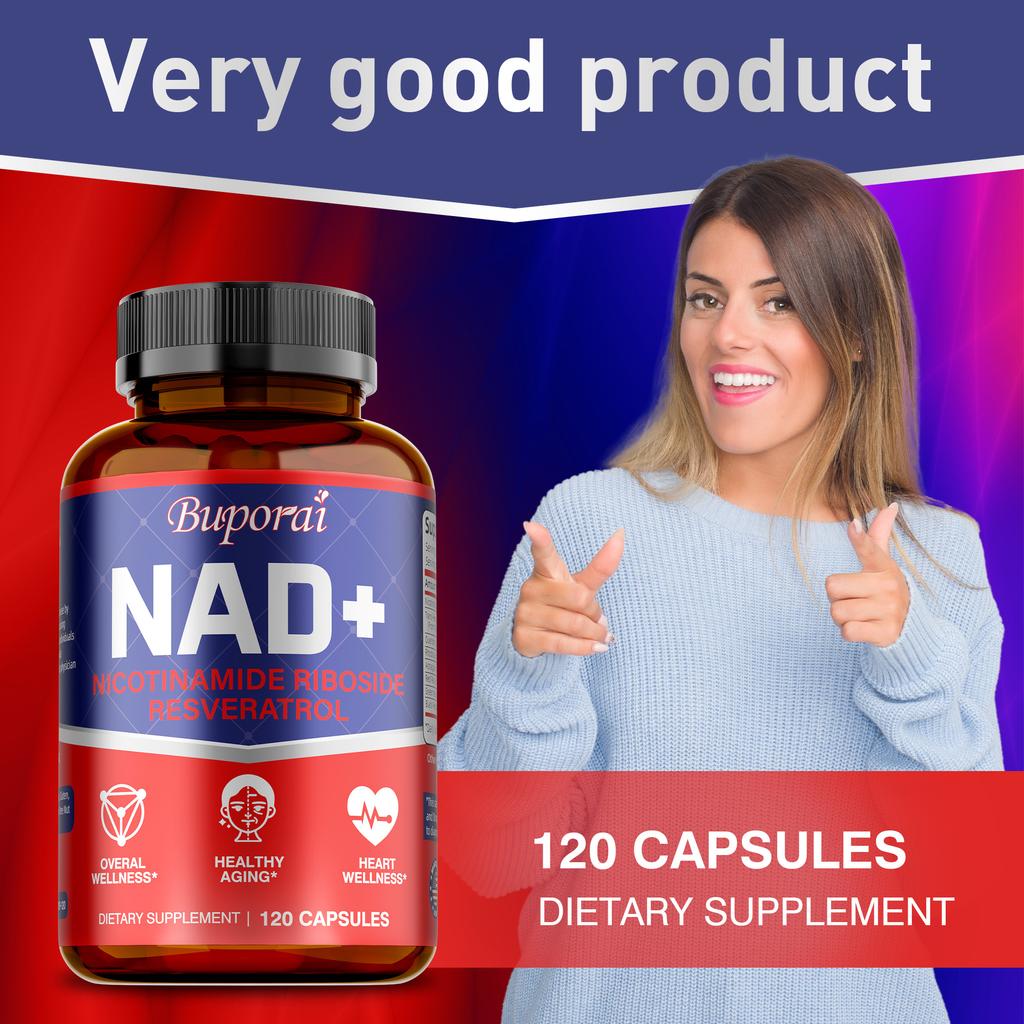 Buporai NAD+ Dietary Supplement, Contains Nicotinic Riboside and Resveratrol, Daily Nutritional Supplement