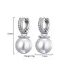 Fahion Round Big Pearl Bead Pendant Drop Hoop Earring For Women Zinconia Ear Buckle Elegant Wedding Banquet Party Jewelry Gift