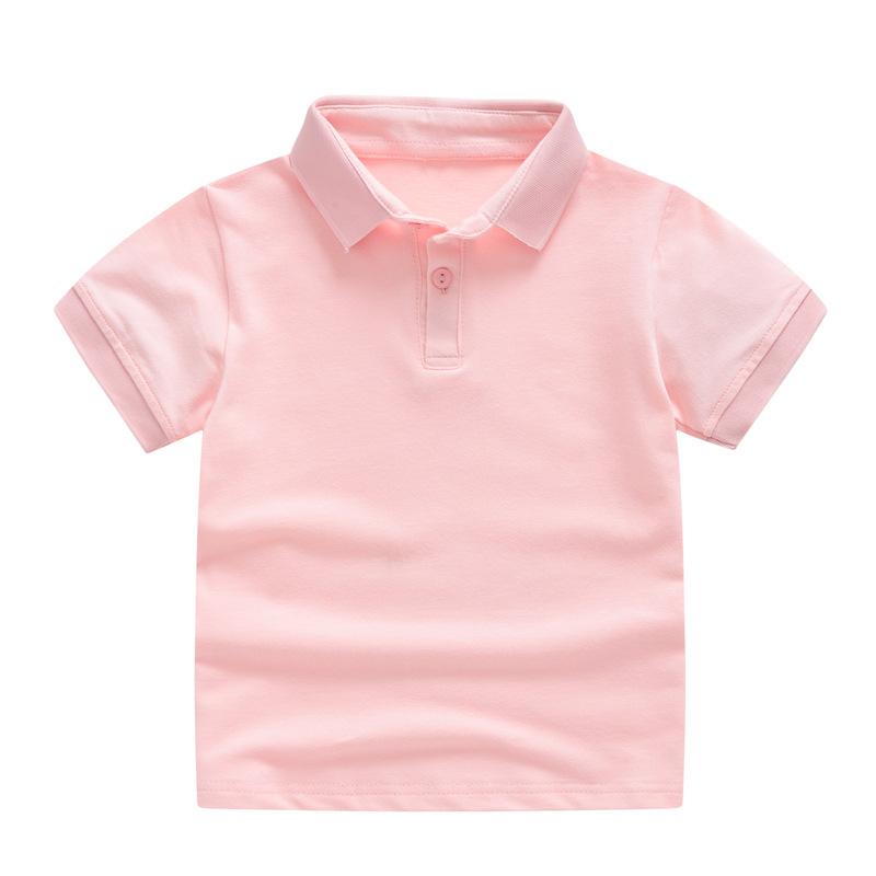 Boys Girls Plain Short Sleeve Polo T Shirt Summer Fashion Collar Top Elementary School Uniform Comfortable Cotton