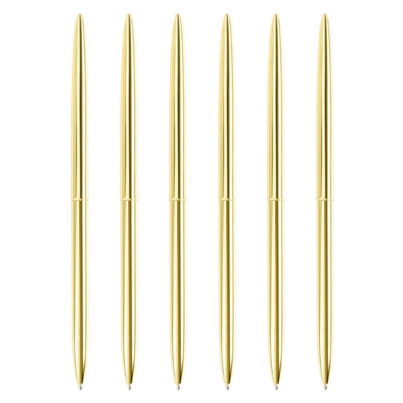 

6 шт. Шариковая ручка с поворотным механизмом, тонкая ручка для подписи, ручка для гостевой подписи, ручка для поворота золотой