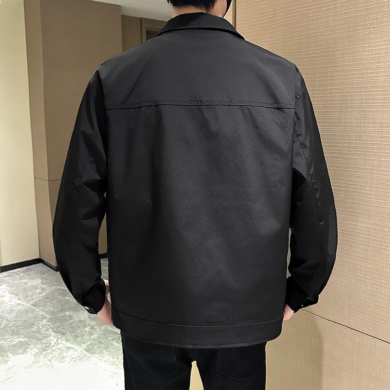 Men'S Coat Spring New Lapel Handsome Tooling Youth Jacket Versatile Fashion Trend Top Coat