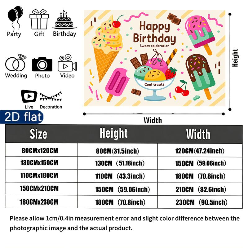 Birthday Celebration Gifts Dessert Banner, Colorful Polyester Backdrop for Party Decor