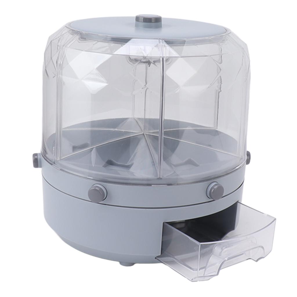 Rotating Rice Dispenser 13.2lb Capacity 6 Grid Airtight One Click Output Dry Food Storage Container