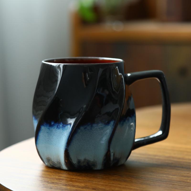 Кружки для кофе, прошедшие обжиг в печи, стаканы для воды, кружки с высококачественным внешним видом, керамические чашки для завтрака большой вместимости, парные кружки 401-500ml