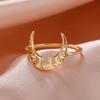 Lemegeton Fashion Lunar Moon Geometric Women Ring Crescent Moon Phase Witch Lucky Stainless Steel Amulet Jewelry Accessories