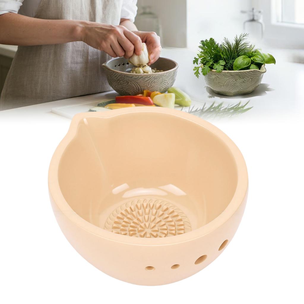 Grattugia per Aglio e Ciotola Sbuccia Erbe Aromatiche Ciotola Ceramica Multifunzionale per Grattugiare Formaggio Strippare Timo Cavolo Nero Piccola 5 Fori