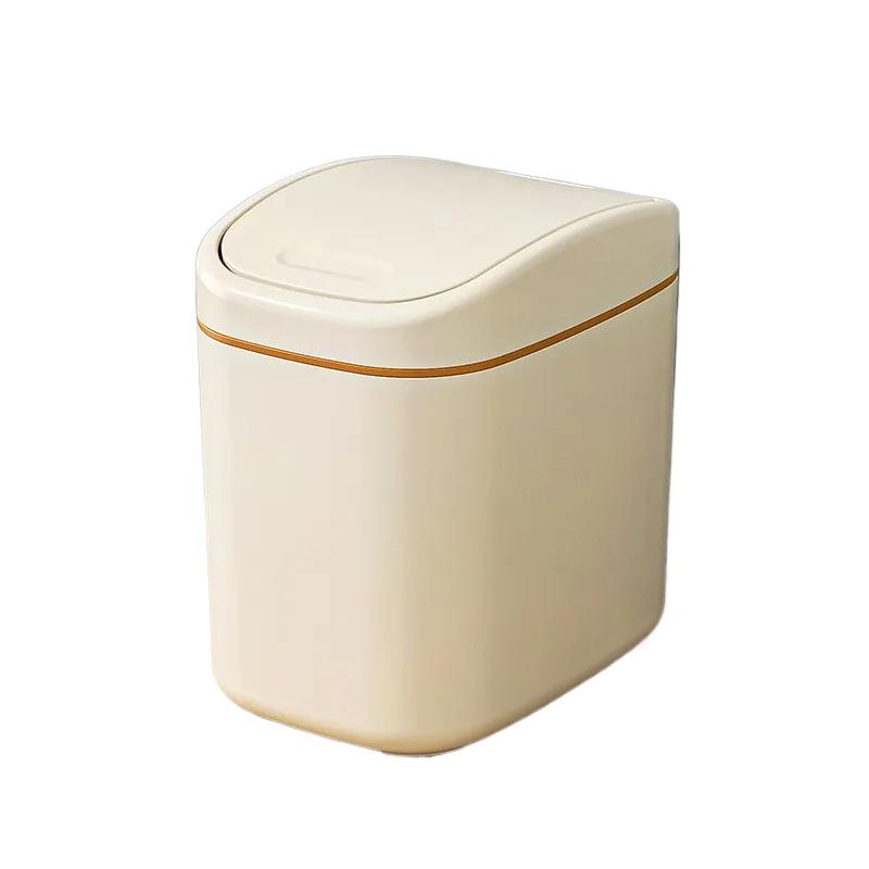 Desktop Trash Can Small Mini Garbage Can Plastic Dustbin with Shake Cover for Home Office Waste Bins Household Cleaning