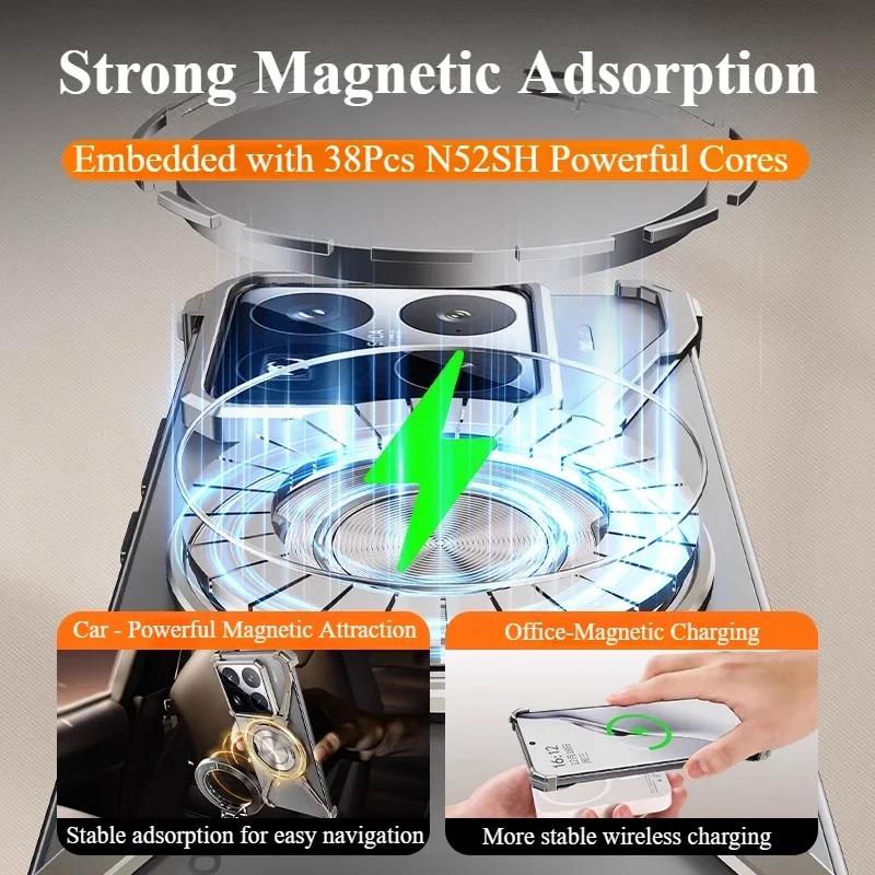 Magic Claw Phone Case for Xiaomi 15/15Pro Metal Frameless Bumper Magnetic 360°Rotation Stand for Magsafe Shockproof Cover
