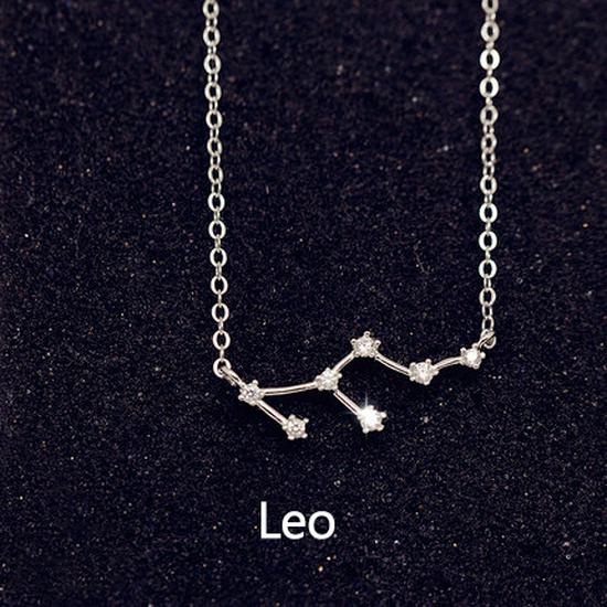 Korean-Style S925 Sterling Silver Inlaid Diamond Zodiac Pendant Necklace for Women