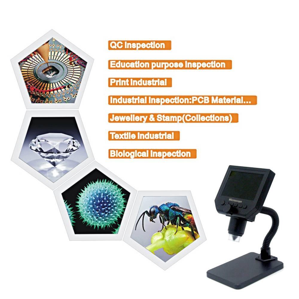 G600W Upgrade 3Industrial Inspection Magnifier Camera Portable Digital Microscope 6MP 4.3 Inches HD LCD Microscopes