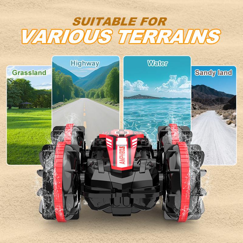 Gestude-sensing electric amphibious remote-controlled four-wheel drive off-road vehicle for children to perform concrete sensation stunts and rolls