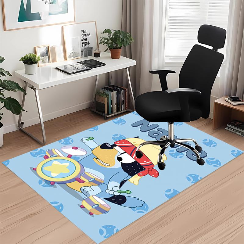 Custom Name Bluey Printed Carpet, Rug for Office Chair Living Room Bedroom Kitchen Room Decor Gifts.
