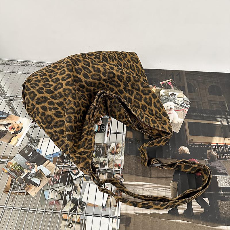 Borse a Spalla in Tela Mimetica da Donna Grande Capacità Borse a Tracolla Leopardate Unisex Pacchi Cott Stile Coreano Borse da Giorno Casual