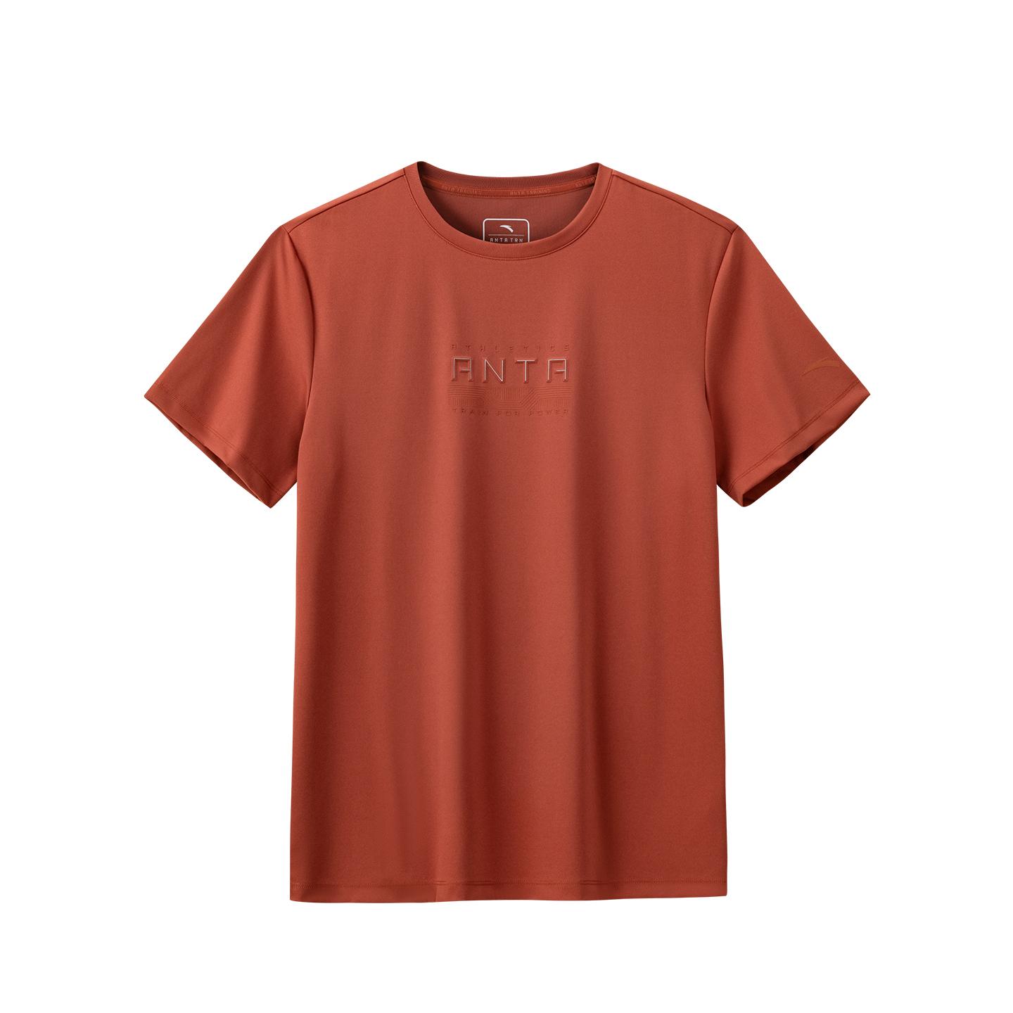 Anta Training Series Short Sleeve Knitted Shirt Summer T-Shirt Men tops Citrus-Orange 152627122-3 S