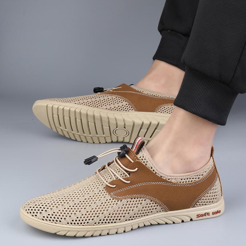 Fashion New Luxury Brand Men Shoes Outdoor Breathable Running Shoes Soft Sole Mesh Walk Daily Commute Casual Shoes for Men Driving Shoes