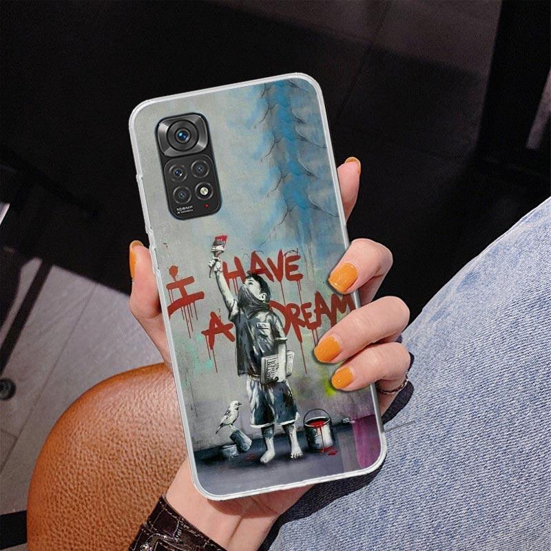 

Street Art Banksy Graffiti Phone Case For Xiaomi Redmi Note 15 14 13 12S 12 11 Pro Plus 14S 11S 11E 10 10S 11T 5G Personalized C Redmi Note 12 Pro 5G