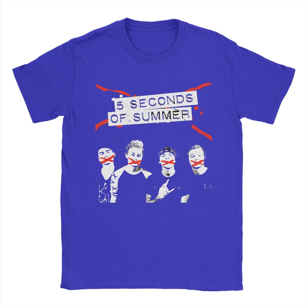 5 Seconds of Summer 5SOS T Shirts Men Cotton Humorous TShirt Round Collar  Tees Short Sleeve Clothes Plus Size
