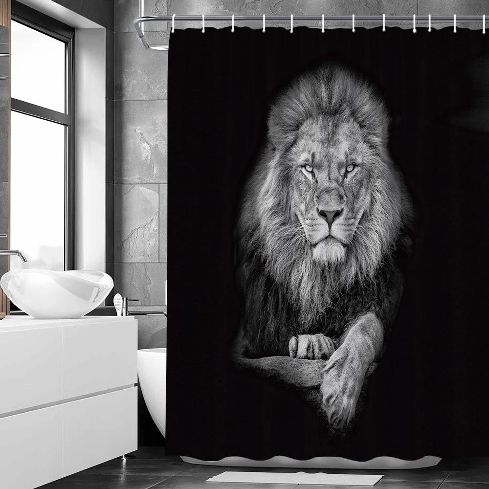 Sexy Woman White Shower Curtains Highland Cow Palm Leaf Ink Flower Bird Polyester Fabric Washable Bathroom Decor Bath Curtain