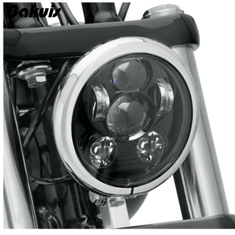 5.75" 5 3/4 LED Motorcycle Headlight Black For Harley Sportster 1200 XL1200L Custom XL1200C 883 XL883 883L XL883R