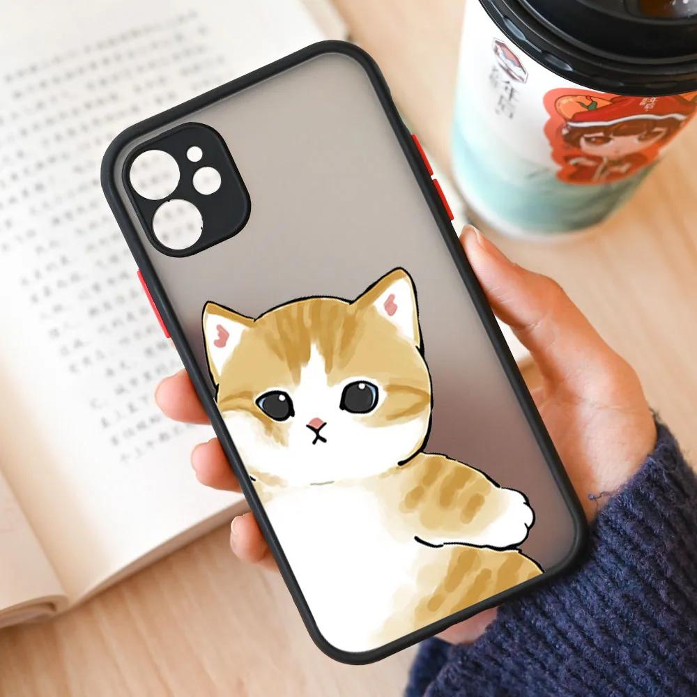 Cute Animal Cat Couple Phone Case For iPhone 17 16 15 11 12 13 14 Pro Max Mini 7 8 Plus SE Air Cartoon Hard Matte Cover Fundas