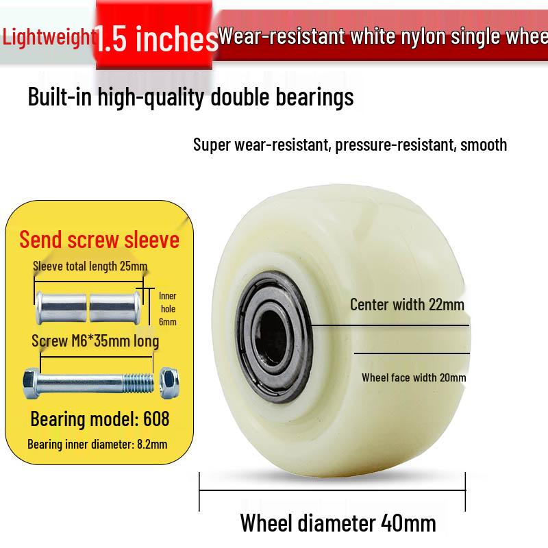 Nylon Swivel Caster Wheels: 2-6 inch Heavy-Duty Rubber & Flat Plate Options