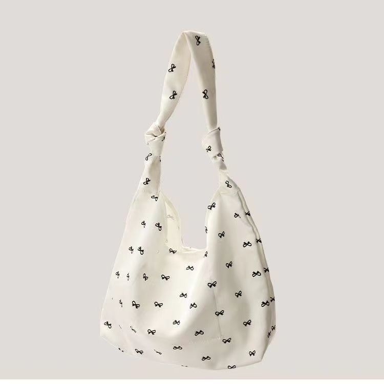 

JIAERDI Retro Casual Bow Print Canvas Bag Purse Women Portable Large Capacity Tote Bag Female Shopping Canvas Shoulder Bags New 34x27x11cm белый