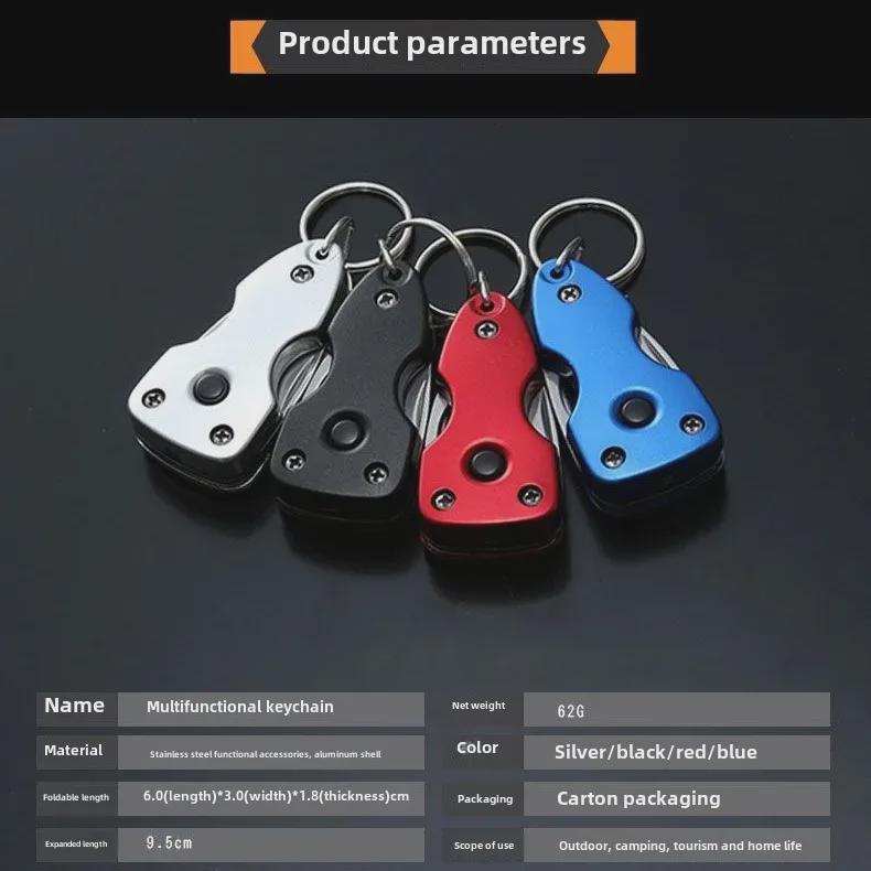 Compact Multi-tool: LED Flashlight, Knife, Screwdriver, Bottle Opener for Home, Travel, or Dorm Use.