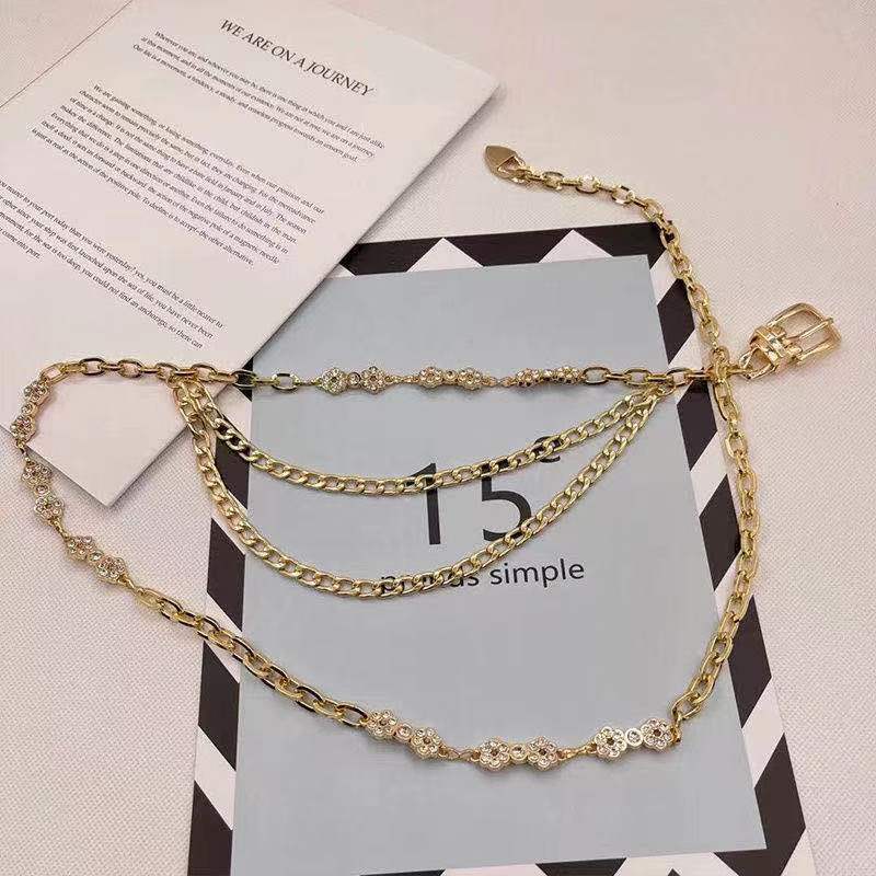 High-end Small Fragrance Style Waist Chain Women's Accessories Skirt New Trendy Metal Rhinestone Fashion Versatile Chain Belt