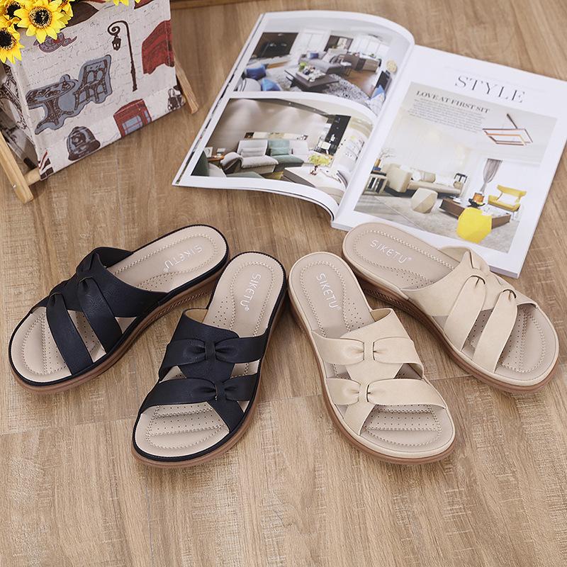 New 2025 European American Sandals For Women Casual Lightweight Large Size Retro Wedge Comfortable Sandals Fashionable Summer