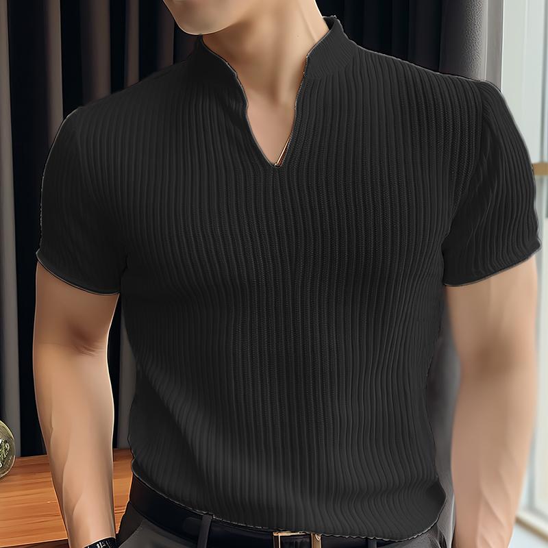 

INCERUN Мужские футболки в полоску с коротким рукавом и V-образным вырезом, повседневные рубашки XL чёрный