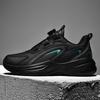 Spring and autumn new waterproof leather sneakers men's rotating buttons free of shoelaces non-slip large size youth running