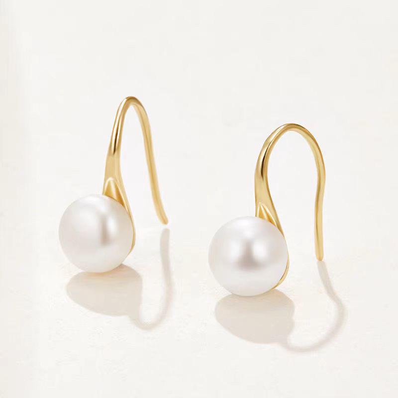 Korean S925 Sterling Silver Pearl Earrings: Light Luxury, Fashionable & Elegant for Influencers S925 Silver золотой